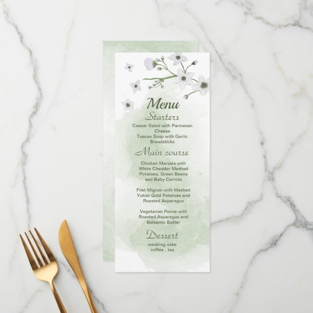 fleurs blanches menu mariage (Devant/Arrière en situation)