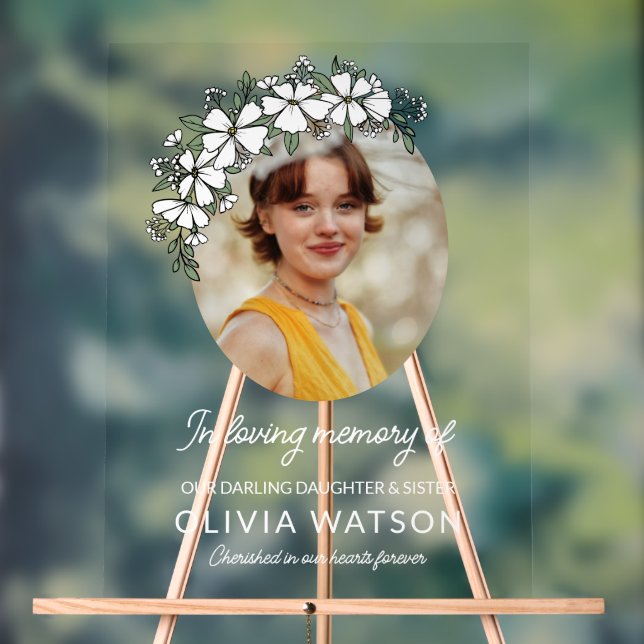 Fleurs Blanches Ovale Photo En Mémoire Amoureuse (Neutre)