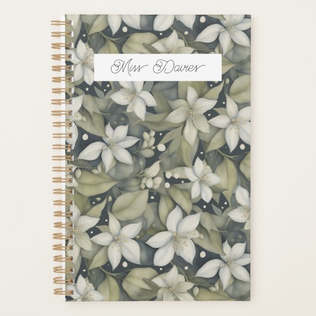 Fleurs blanches personnalisées sur Sage Calender (Devant)