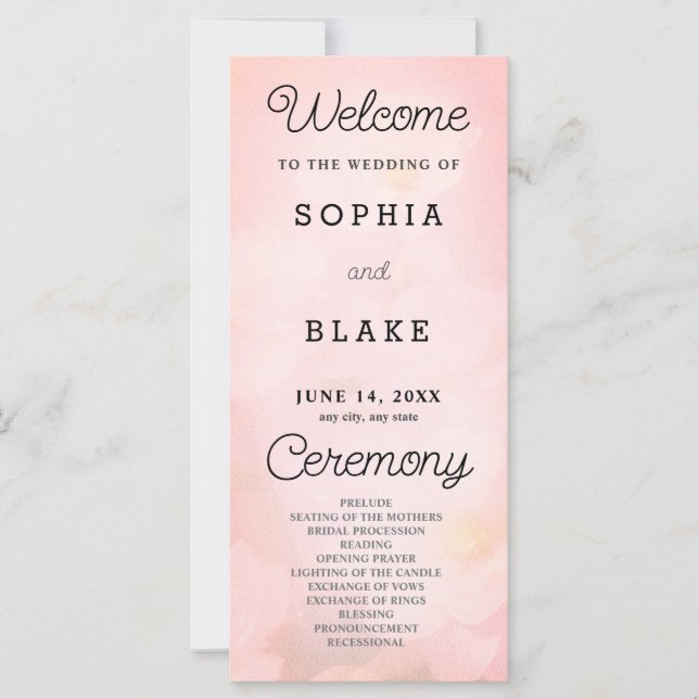 Fleurs blanches Programme de mariage rose (Devant)