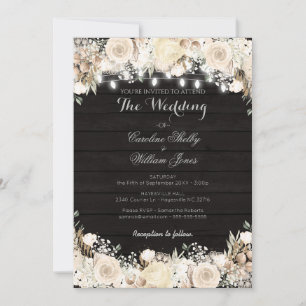 Fleurs blanches rustiques et Faire-part de mariage