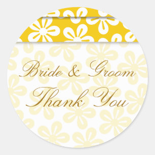 Fleurs Blanches Sur Sticker Mariage Jaune