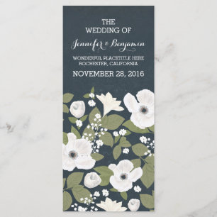 Fleurs blanches vintages programmes de mariage