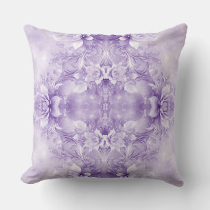 Fleurs blanches violettes Lancer Oreiller