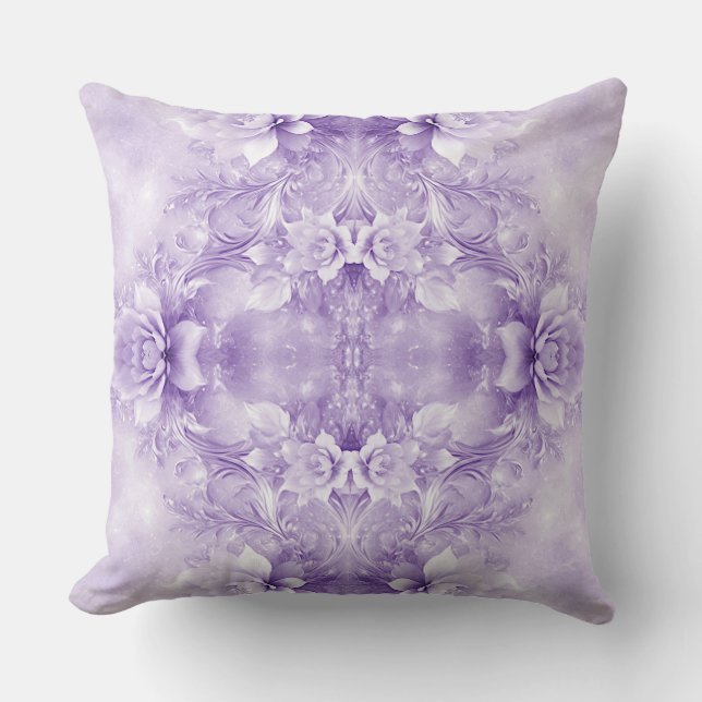 Fleurs blanches violettes Lancer Oreiller (Recto)