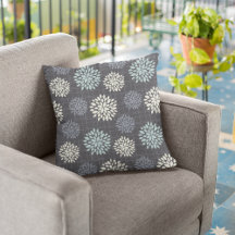 Fleurs Bleu Foncé | Coussin Décoratif