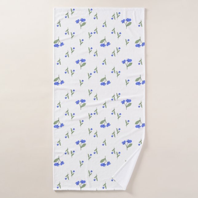 Fleurs bleues  (Serviette de bain)
