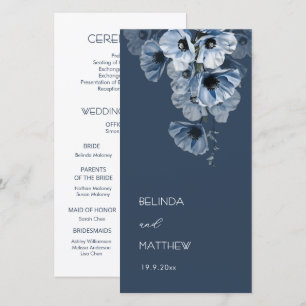 Fleurs bleues artistiques Programme de mariage