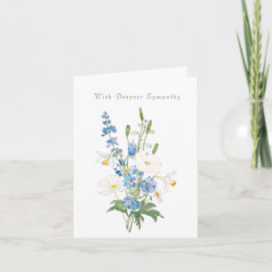 fleurs bleues blanches Penser à vous Carte de symp