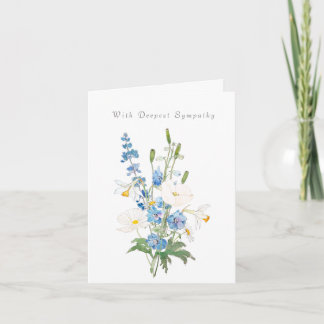 fleurs bleues blanches Penser à vous Carte de symp