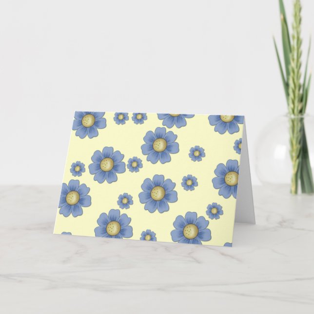 Fleurs bleues D5 Carte de voeux Blank de base (Devant)