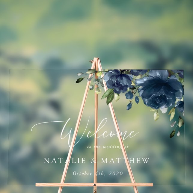 Fleurs bleues de la Marine, Verdure, Boho, Mariage (Neutre)