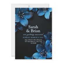 Fleurs bleues de parties scintillant de carte fair