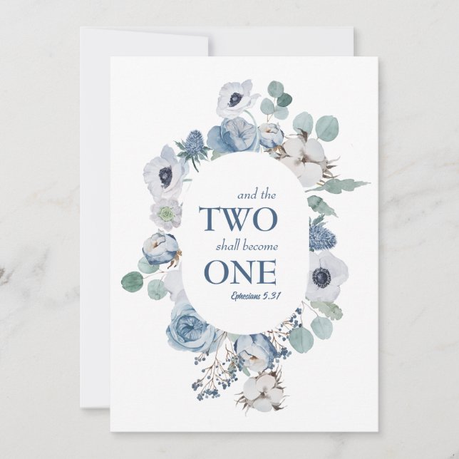 Fleurs Bleues Deux deviennent un Faire-part de mar (Devant)