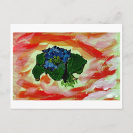 Fleurs bleues en rouge carte postale