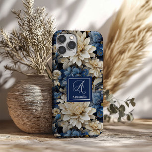 Fleurs Bleues et Ivoire Tendance Étui de Téléphone