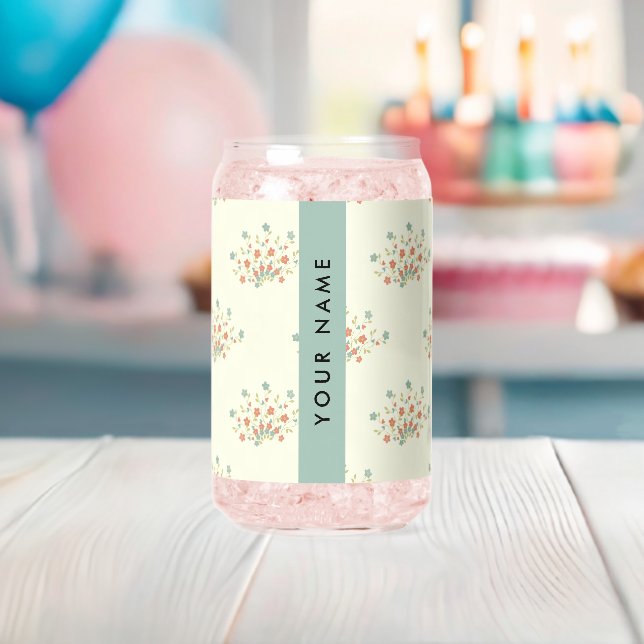Fleurs bleues et rouges, Bleu, Votre nom (Insitu (Baby Shower))