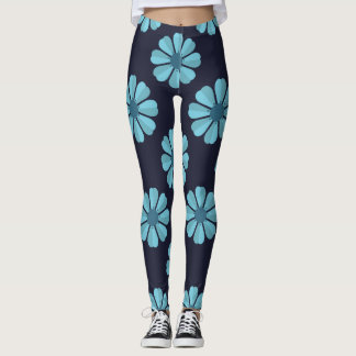 Fleurs bleues foncées Leggings
