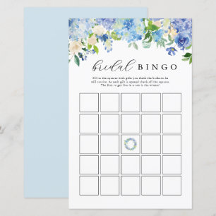 Fleurs bleues Hydrangea Bridal Bingo Cartes de jeu