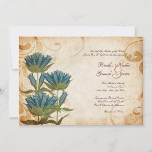 Fleurs bleues Invitations de mariage vintage