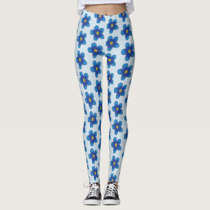 Fleurs bleues motif Leggings personnalisés