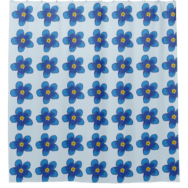 Fleurs bleues motif rideau de douche (Devant)