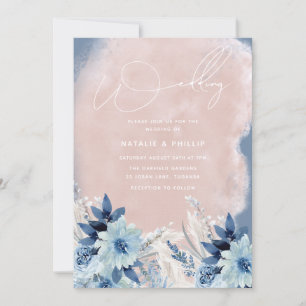 Fleurs bleues rousses modernes Dusty Faire-part de