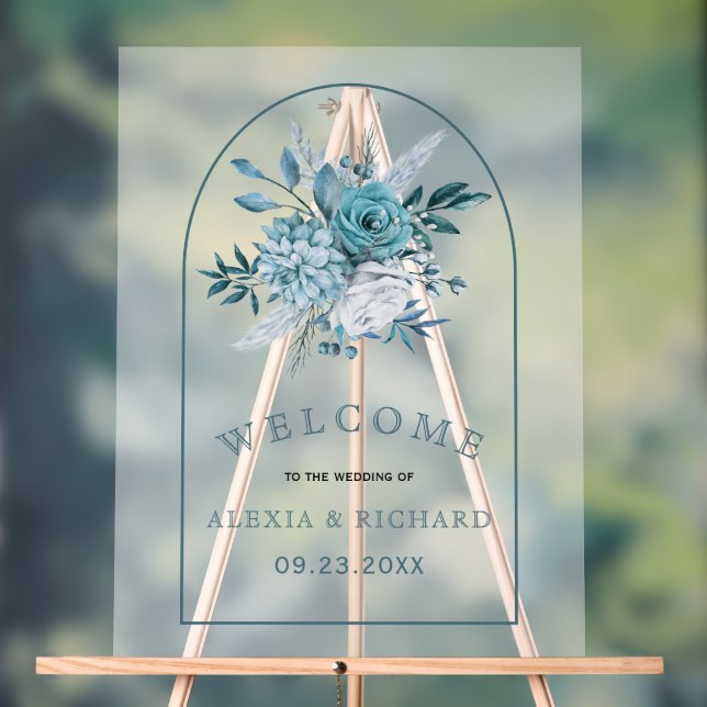 Fleurs bleues turquoises et arche gelée mariage d' (Neutre)