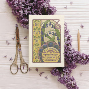 Fleurs Bluebell de style vintage - Carte rose