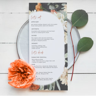 Fleurs Boho Sombres   Menu de Mariage