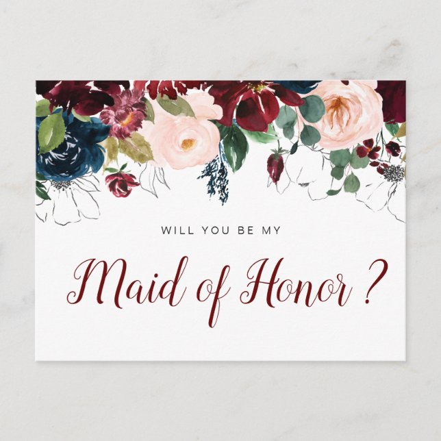fleurs bordeaux serez-vous ma carte de femme d'hon (Devant)