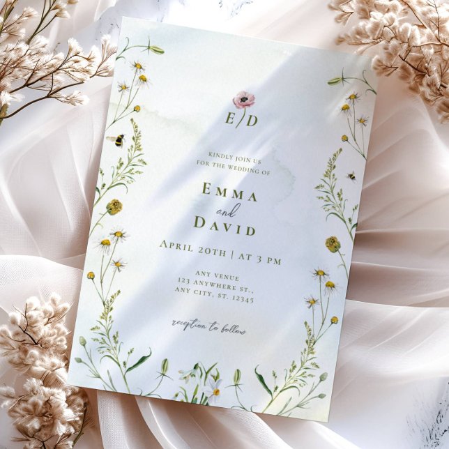 Fleurs botaniques rustiques Faire-part de mariage  (Créateur téléchargé)