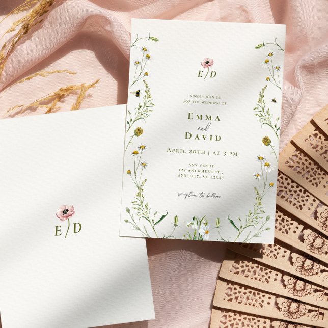 Fleurs botaniques rustiques Faire-part de mariage  (Créateur téléchargé)