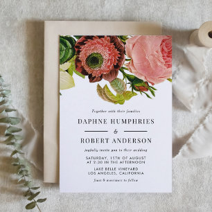 Fleurs botaniques Vintage Wedding Invitation II
