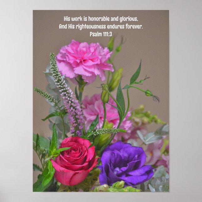 Fleurs Bouquet Floral Bible Verse Poster d'Art (Devant)