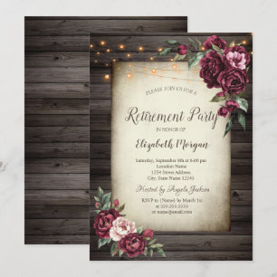 Fleurs Bourgogne Bois Brun Invitation de Retraite