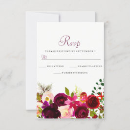 Fleurs Bourgogne Floral Mariage élégant RSVP