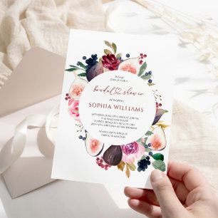 Fleurs Bourgogne Wreath Invitation à la douche nup