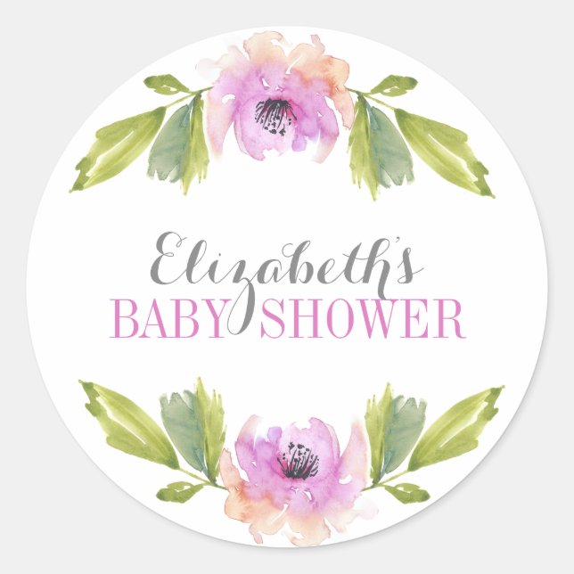 Fleurs broyées | Sticker Baby shower aquarelle (Devant)