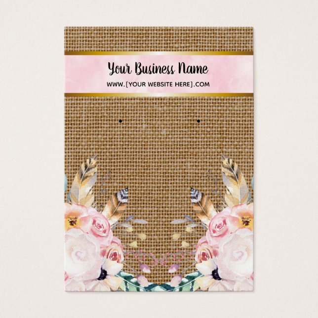 Fleurs Burlap Roses Boho Elevage Cartes d'affichag (Devant)