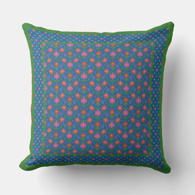 Fleurs Chic Rangoli, Coussin Pois ou coussin (Recto)