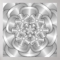 Fleurs Chrome - Poster Argent