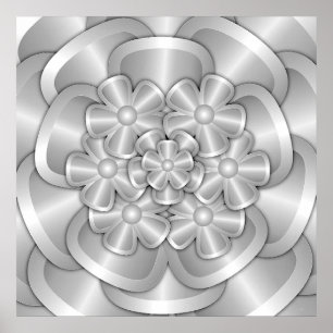 Fleurs Chrome - Poster Argent