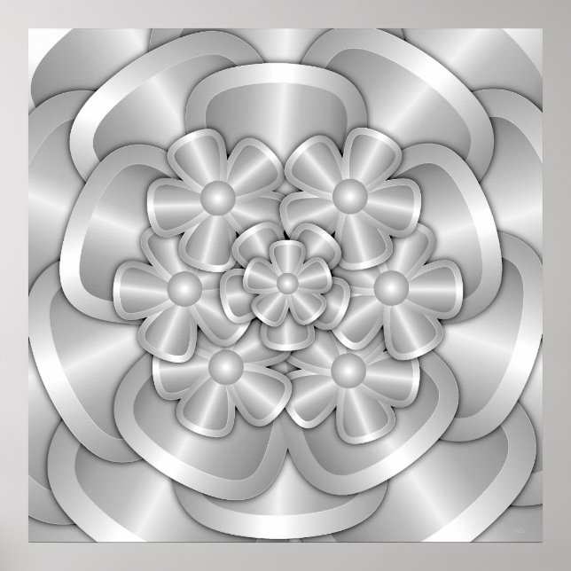 Fleurs Chrome - Poster Argent (Devant)