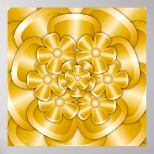 Fleurs Chrome - Poster Or