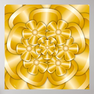 Fleurs Chrome - Poster Or