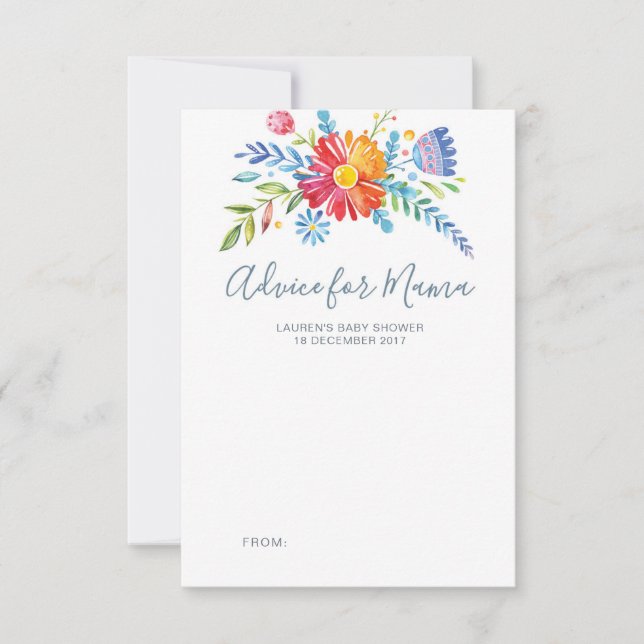 Fleurs colorées Baby shower Conseils Cartes (Devant)
