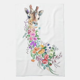 Fleurs colorées Bouquet Giraffe Serviette de cuisi
