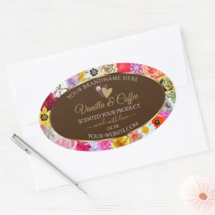Fleurs colorées Cadre produit Brown Étiquettes Coe