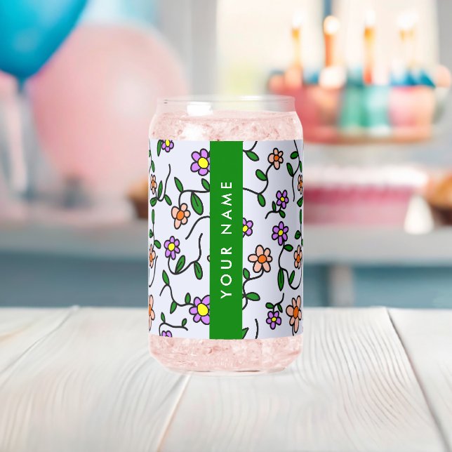 Fleurs Colorées, Fond Bleu, Vert (Insitu (Baby Shower))